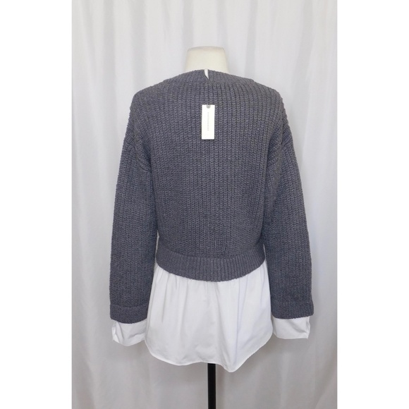 NWT!! ANTHROPOLOGIE Gray Cropped Twofer Cardigan Sweater Academia Preppy Small - Picture 9 of 16